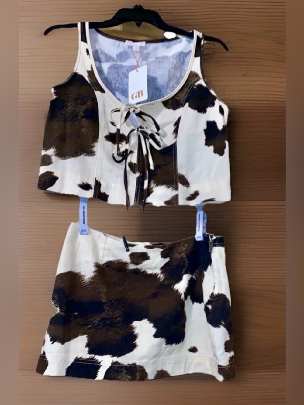 GB Cow Print Set Cow Juniors Size XS Top and Size Small Skirt Animal Print